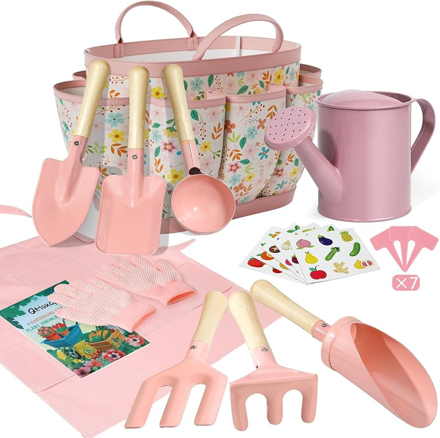 Kids Gardening Set 14Pcs Gardening Tools for Kids with Tote Bag,Watering Can, Shovel, Apron, Gard... | Amazon (US)