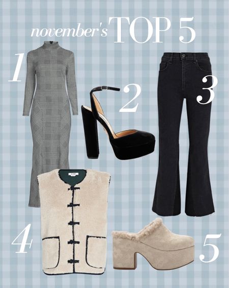 Novembers Top 5 best sellers! An affordable dress from Walmart, black pumps that instantly elevate your outfit, the most flattering black denim, a shearling vest that is a fun piece of outerwear and the knit clogs I’ve been wearing on repeat!

#LTKSeasonal #LTKstyletip #LTKHoliday