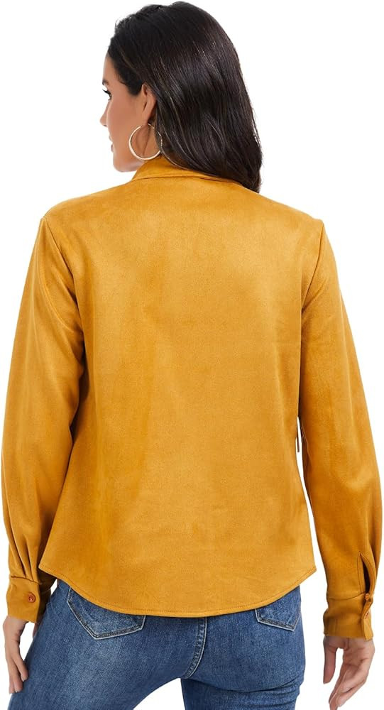 Women's Fringe Shirt, Long-Sleeve Button-up top, Women's Western Cowboy Faux Suede Leather Shirt ... | Amazon (US)
