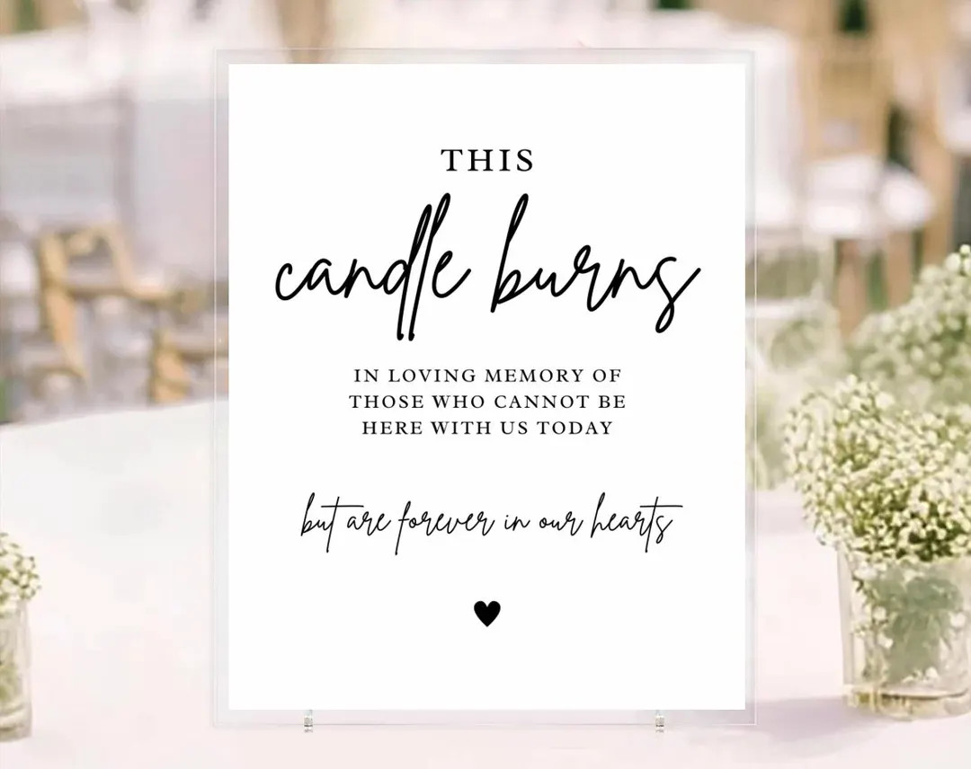 This Candle Burns for You Wedding Sign Reception Party Instant Download Digital Product Wedding D... | Etsy (US)
