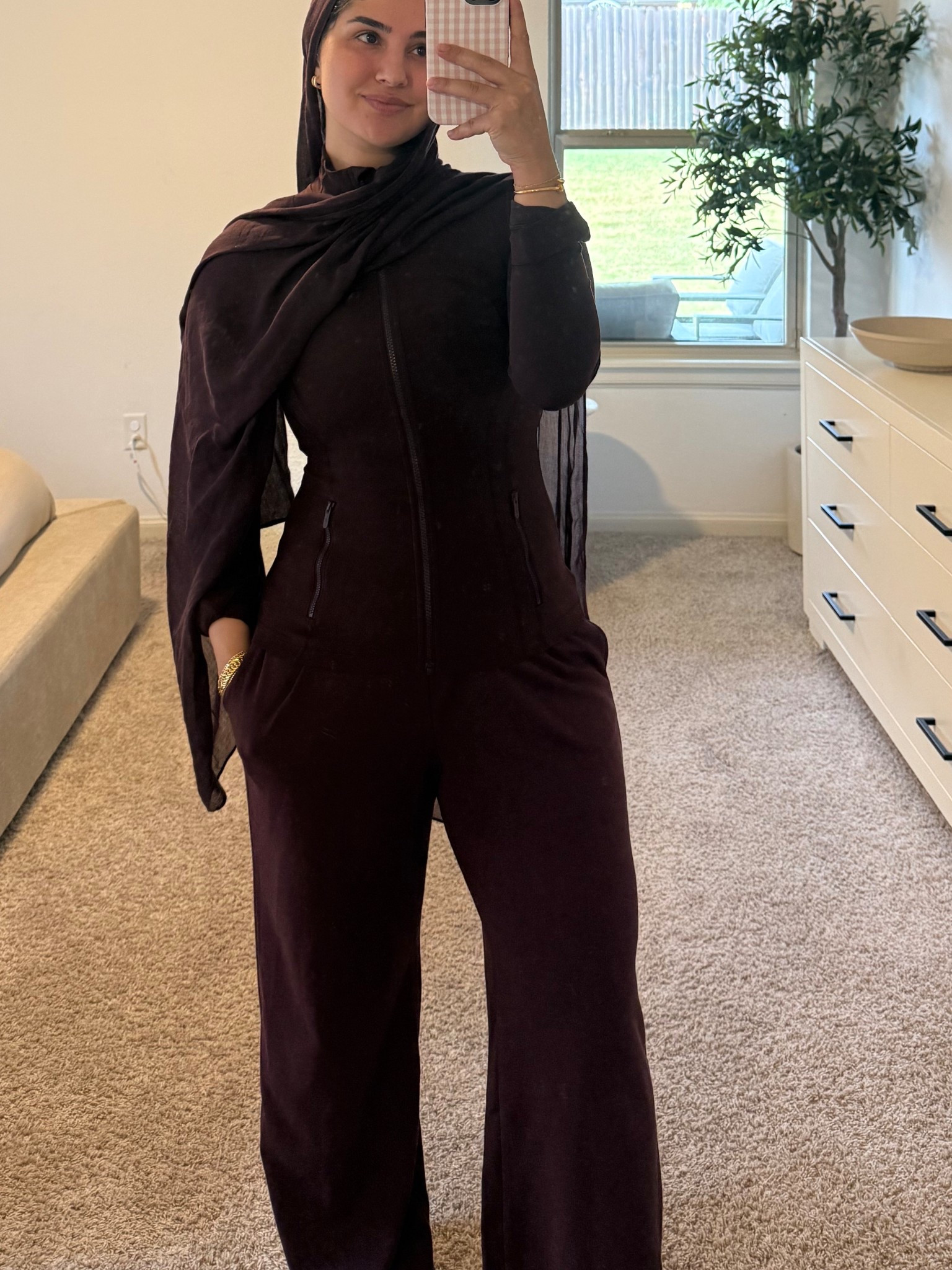 Obsessed with deep berry/maroon vibes! Got lucky finding sweatpants to match this lululemon jacket! Sweats are a size M, and my hijab is deep berry by Vela! 

#LTKActive #LTKSeasonal #LTKFindsUnder50