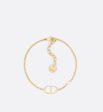 Petit CD Bracelet Gold-Finish Metal with a White Resin Pearl | DIOR | Dior Couture