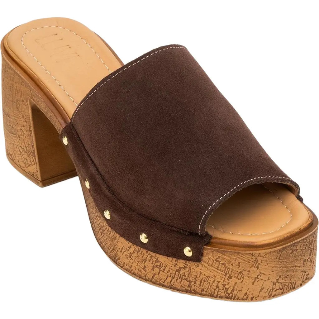 Forever & Always Shoes Pull Leather Platform Mules in Dark Brown Suede Leather at Nordstrom, Size 8 | Nordstrom
