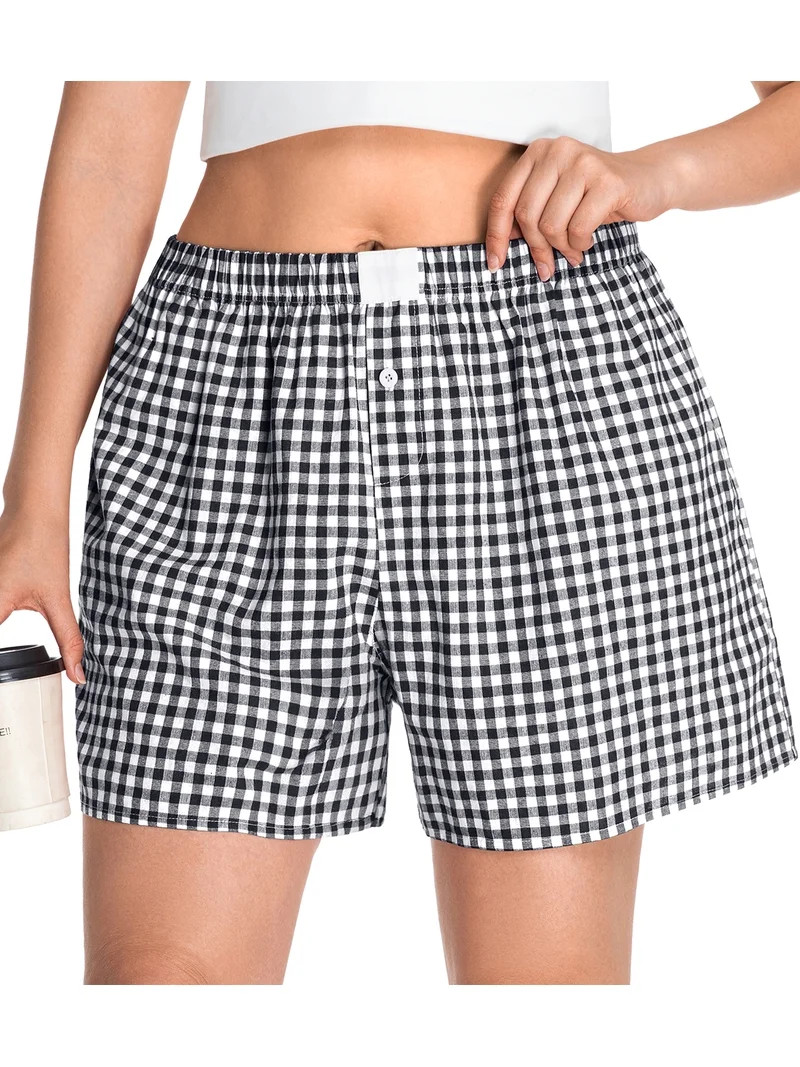 Cueply Women's Plus Size Plaid Shorts Cotton Button Gingham Lounge Shorts Summer Casual Beach Sho... | Walmart (US)