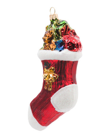 Made In Poland Handcrafted Christmas Stocking Glass Ornament | TJ Maxx