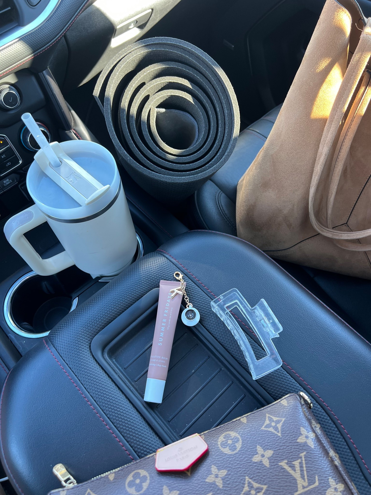 Yoga Sculpt Saturdays
Essentials included:
Yoga mat, towel, Stanley cup, hair clip, lip gloss embellished with a personalized charm :) 

#LTKActive