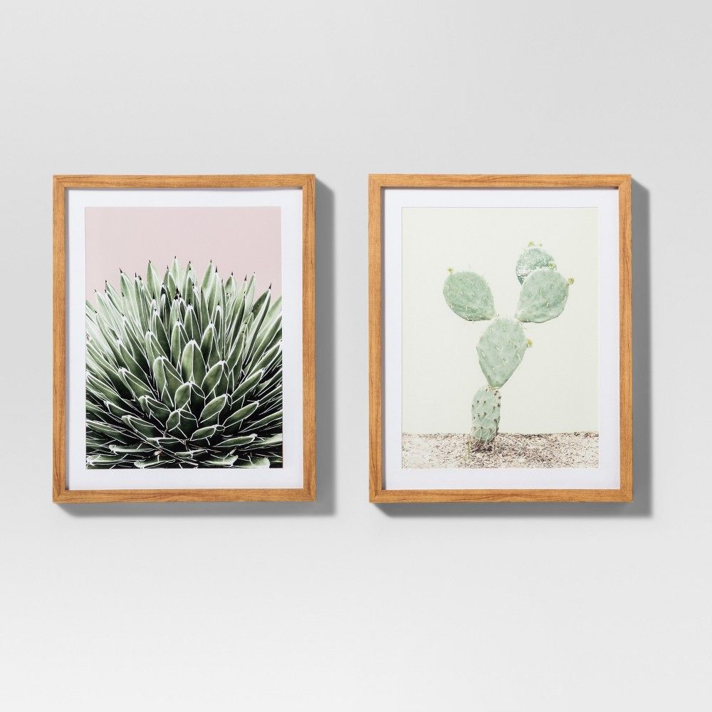 Framed Cactus Wall Print 2pk White/Green 20""x16"" - Project 62 | Target