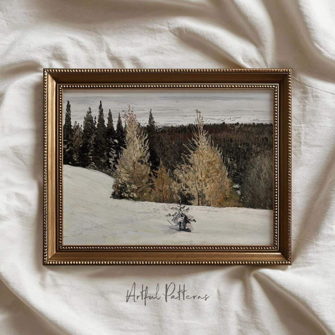 Vintage Winter Forest Landscape Print, Moody Country Scenery, Printable Christmas Wall Art - Etsy | Etsy (US)