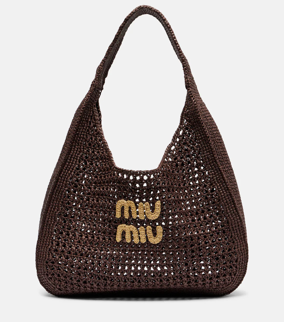 Large logo raffia-effect tote bag | Mytheresa (UK)