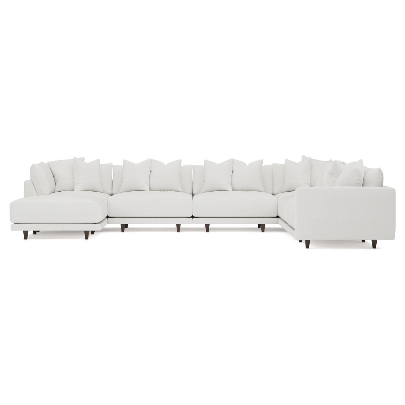 Toulouse Snow Performance Modular 7-Piece Corner Sectional With Ottoman - Left End - 166 | Kathy Kuo Home