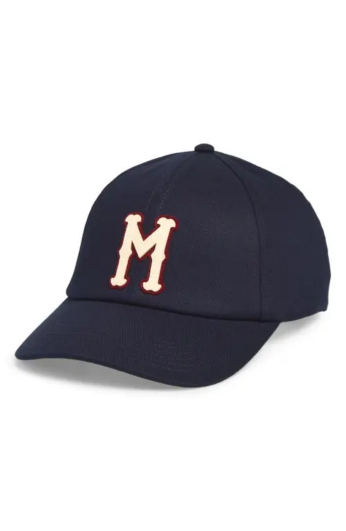 Moncler Monogram Patch Adjustable Baseball Cap in Obsidian Blue at Nordstrom | Nordstrom