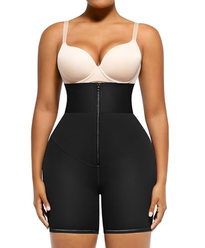 SHAPELLX Black Shapewear Leggings Corset Leggings Short Tummy Control Waist Trainer Shapewear with Zipper | Amazon (US)