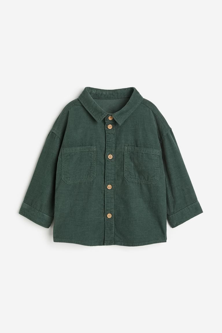 Cotton Corduroy Shirt - Dark green - Kids | H&M US | H&M (US + CA)