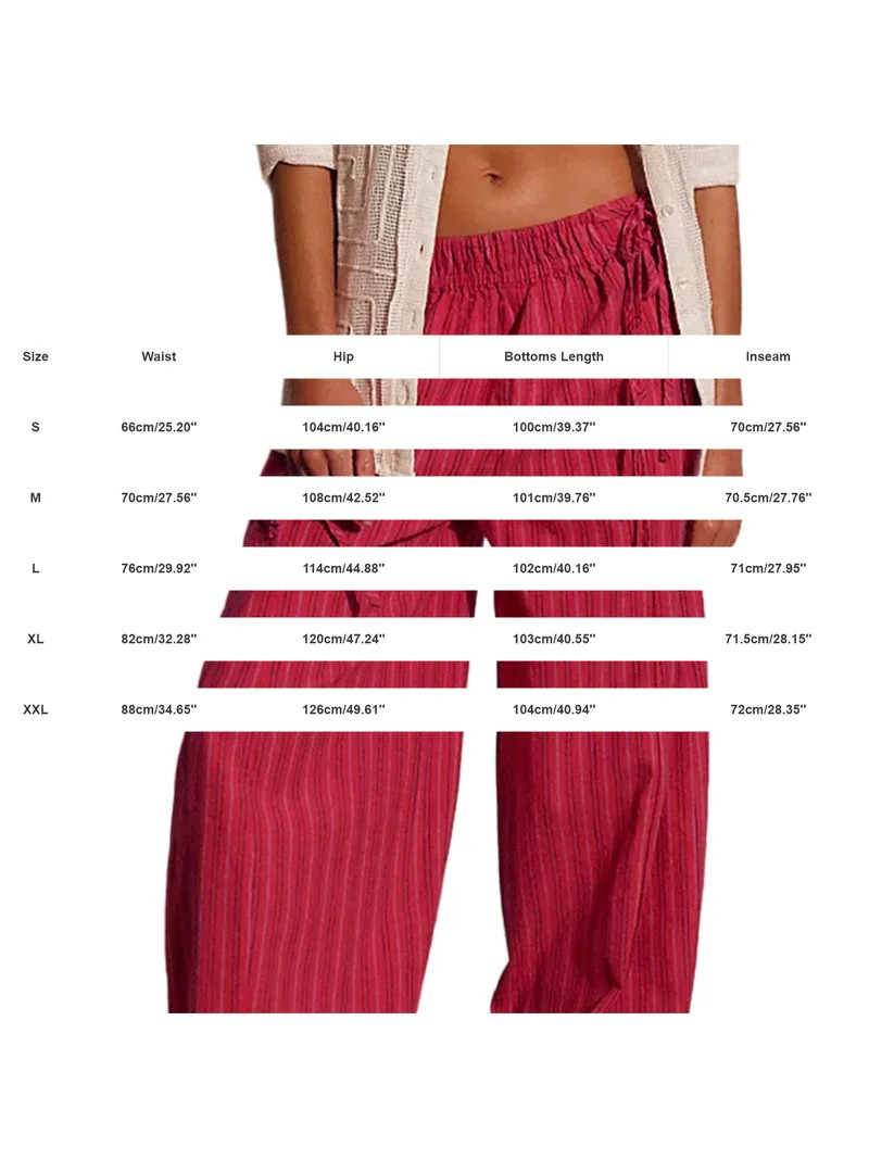 WHEANG Elastic Waist Striped Wide Leg Pants for Women Breathable Woven Textured Loose Casual Trou... | Walmart (US)