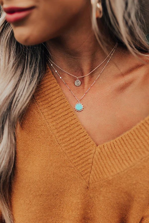 The Pennet Layered Necklace In Turquoise | Impressions Online Boutique