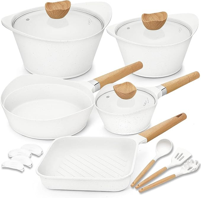 Nonstick Cookware Set 100% PFOA Free Aluminum Induction Pots and Pans Set with Cooking Utensils- ... | Amazon (US)