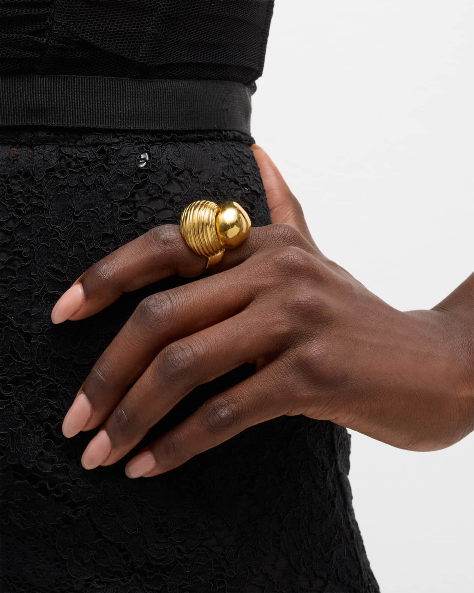 18k Yellow Gold Smooth & Ripple Ring | Neiman Marcus