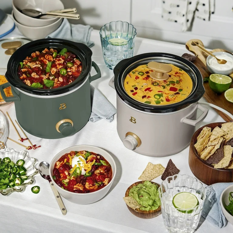 Beautiful 2 Qt Manual Slow Cooker, 2-Pack, Thyme Green + Porcini Taupe by Drew Barrymore | Walmart (US)
