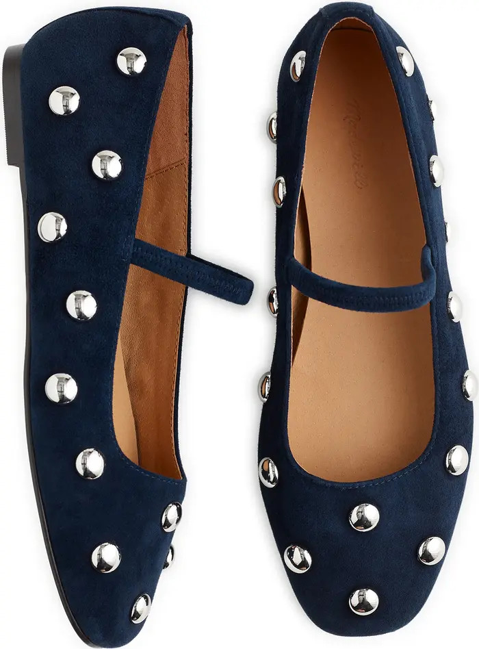Madewell Greta Stud Embellished Mary Jane Flat (Women) | Nordstrom | Nordstrom