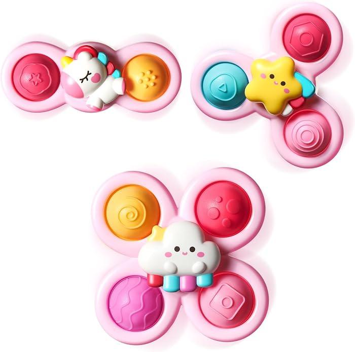 ALASOU 3PCS Pop Suction Cup Spinner Sensory Airplane Travel Toys for 1 Year Old Boy Girl Infant T... | Amazon (US)