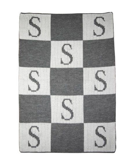 Butterscotch Blankees Personalized Check Colorblock Baby Blanket, Gray | Neiman Marcus