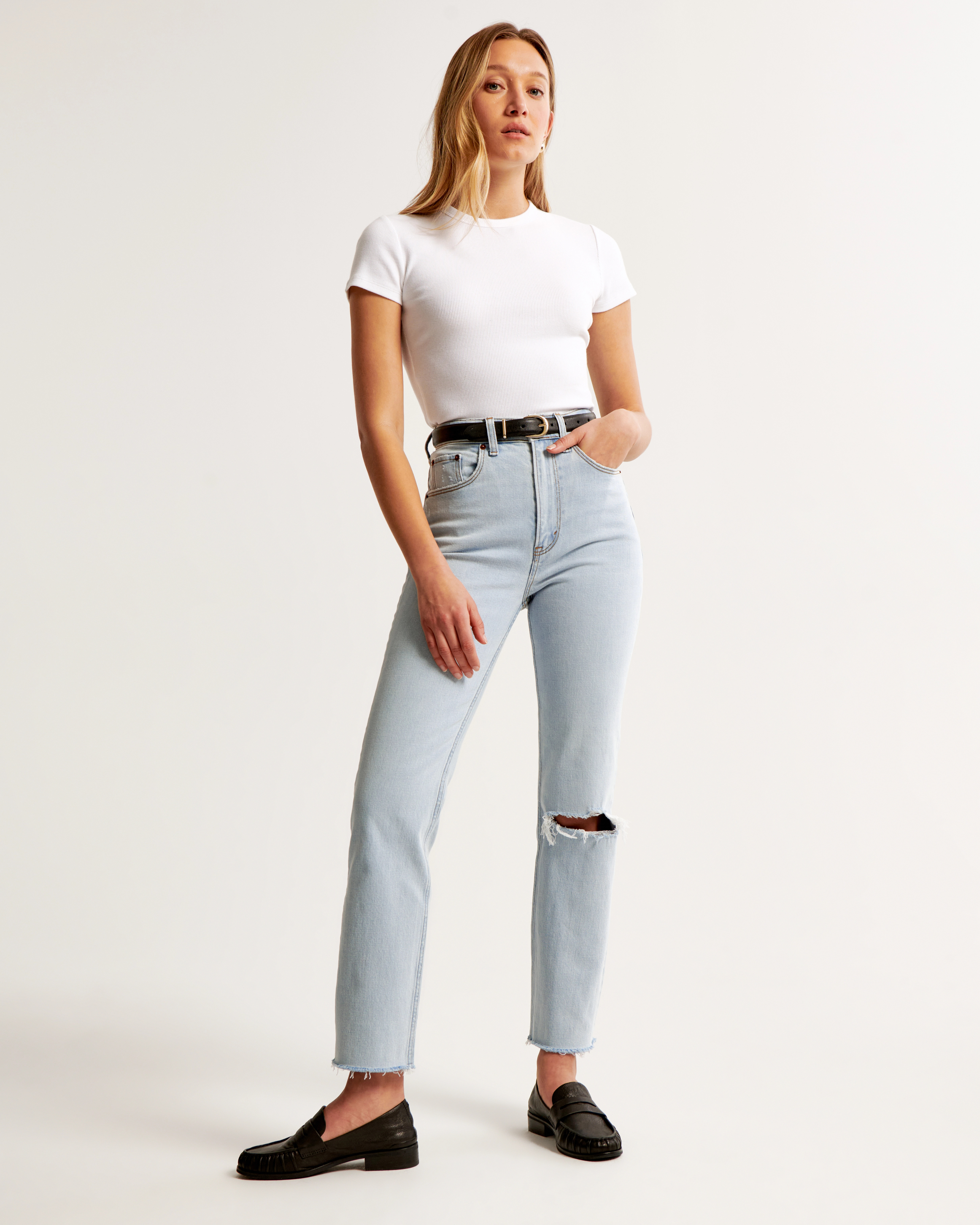 Ultra High Rise Ankle Straight Jean | Abercrombie & Fitch (US)