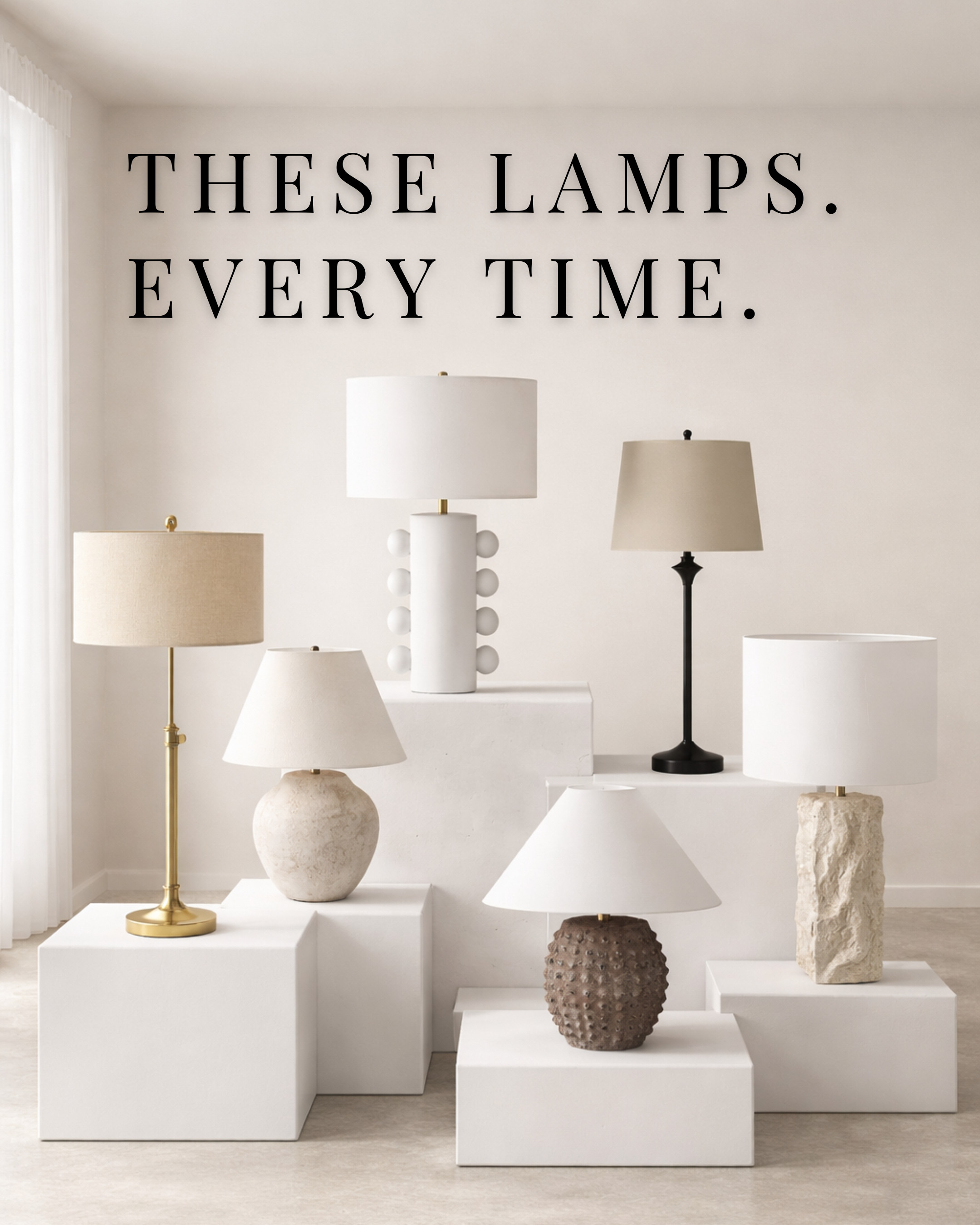 Six lamps, one goal: make your space feel instantly elevated 🤍

If your room feels a little flat, this is your sign to swap in a statement lamp. Lighting is one of the fastest (and most overlooked) ways to make a space feel layered, intentional, and expensive—without changing anything else.

I pulled a mix of styles here so you can find what fits your vibe:
– sculptural bases for a designer look
– textured neutrals for warmth
– classic silhouettes that go with everything

Save this for your next home refresh and start with lighting—it changes more than you think ✨ 

 #LTKHome