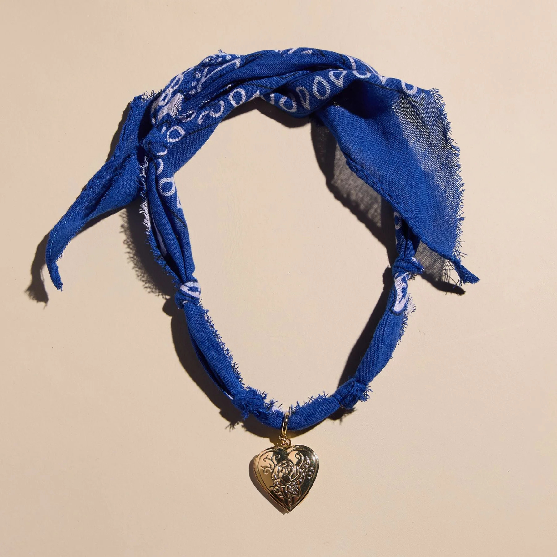 Blue Bandana Charm Necklace | Nickel and Suede