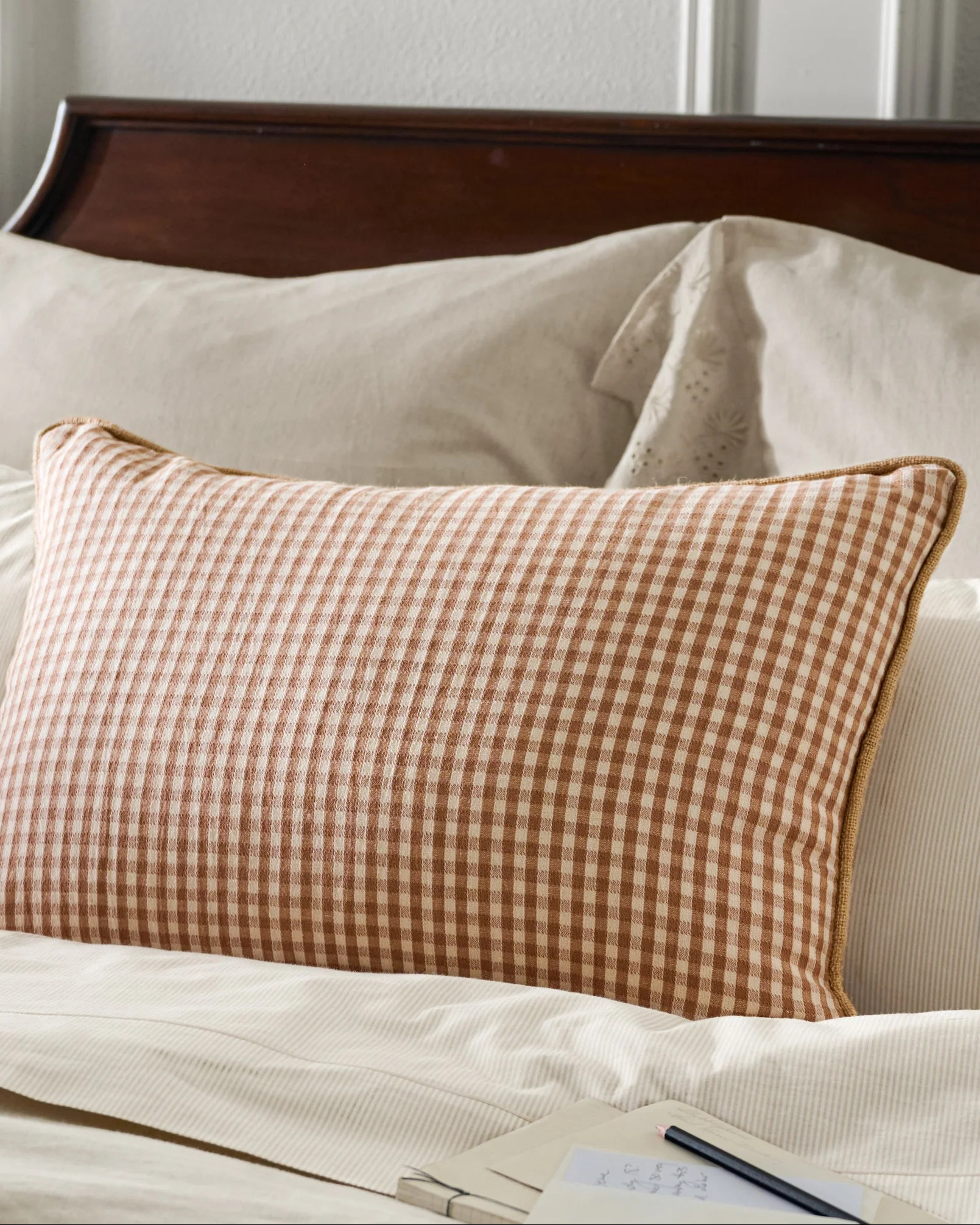 Gingham Small Lumbar Pillow - Toast | Magnolia