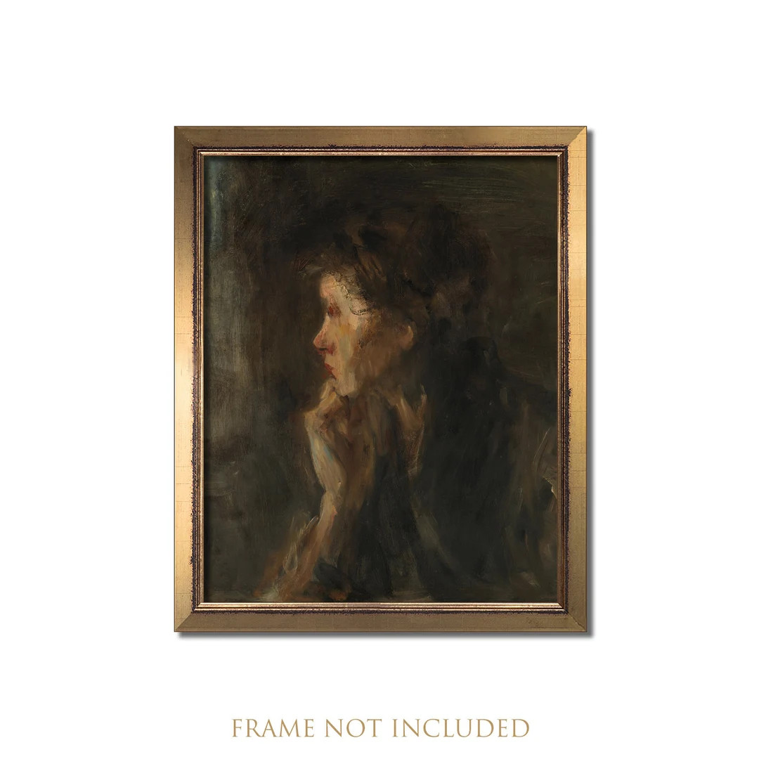 Vintage portrait painting, Antique art, Woman print, Moody prints, Rustic wall art, Farmhouse wal... | Etsy (US)