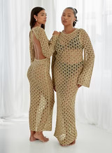 Gold Metallic Knit Open Back Maxi Dress – Loz | 4th & Reckless
