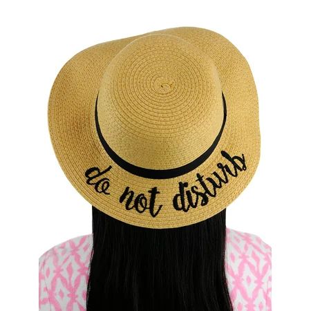 C.C Children's Weaved Crushable Beach Embroidered Quote Flop Brim Sun Hat, Do Not Disturb | Walmart (US)