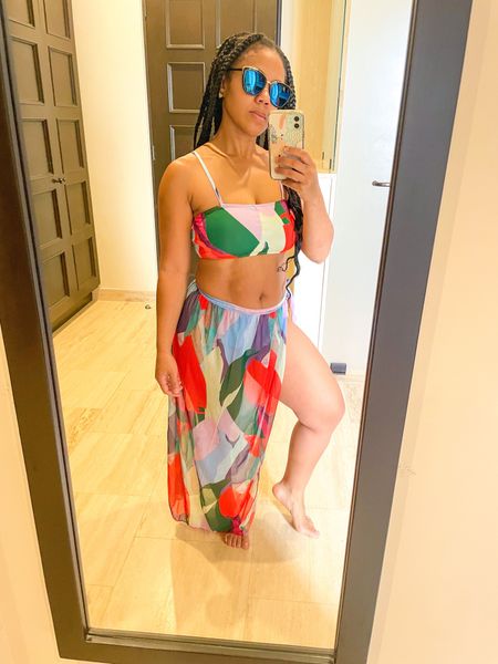 Colorful swim set bathing suit with matching swim cover/wrap around skirt

#LTKswim #LTKstyletip #LTKtravel