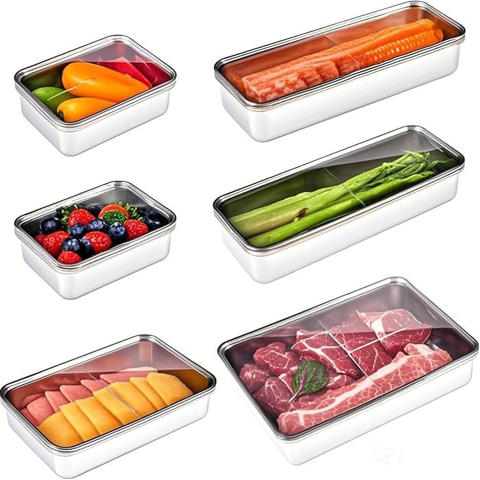UPTRUST 6 Pack Bacon Cheese Container for Refrigerator, Stainless Steel Meat Container, Dishwashe... | Amazon (US)