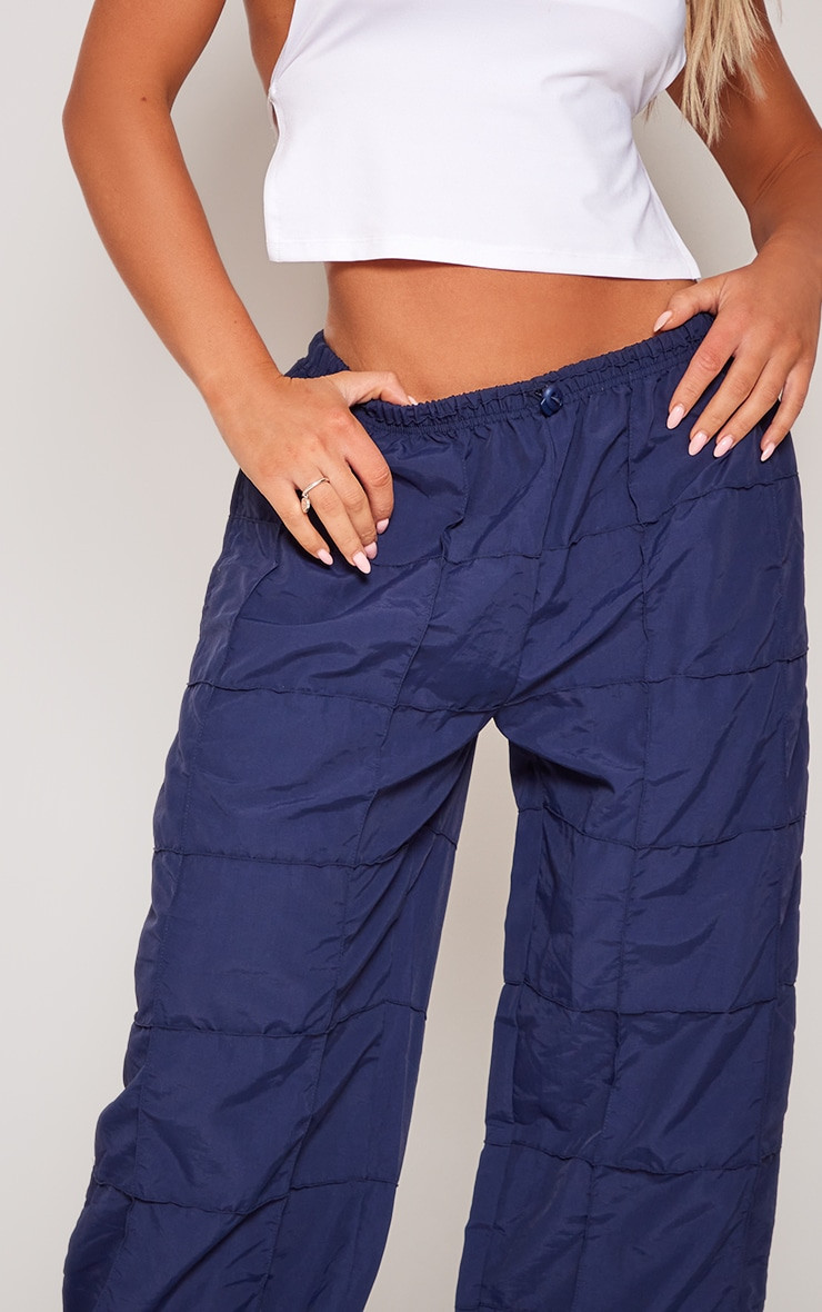 Navy Seam Detail Toggle Waist Straight Leg Track Pants | PrettyLittleThing US