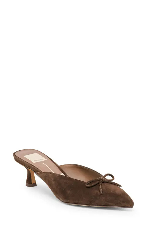 Dolce Vita Cleo Pointed Toe Kitten Heel Mule in Dark Brown Suede at Nordstrom, Size 6 | Nordstrom