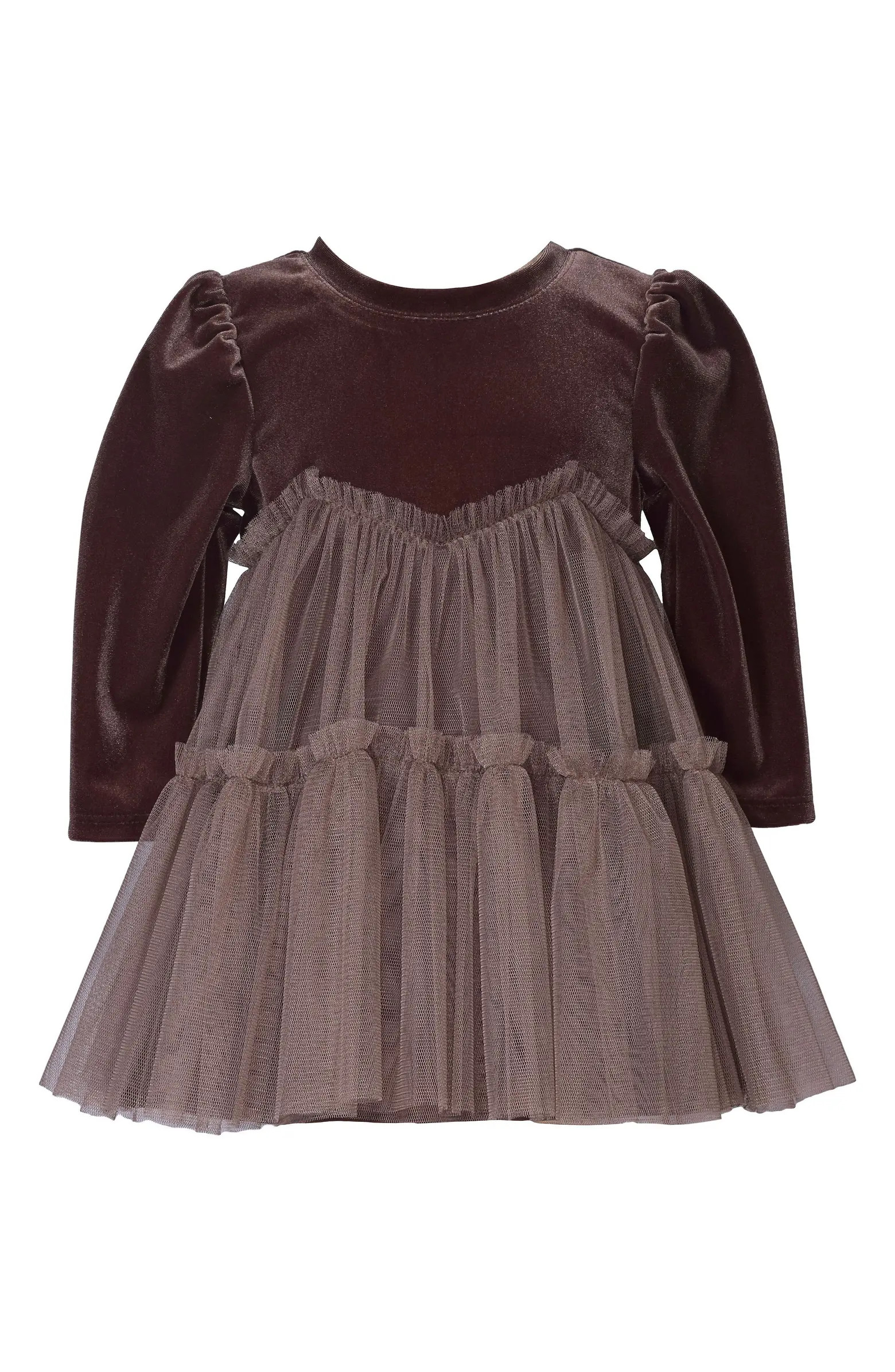 Iris & Ivy Kids' Long Sleeve Velvet & Tulle Party Dress | Nordstrom | Nordstrom