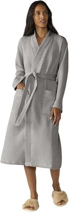 Coyuchi Unisex Organic Waffle Robe, Long Bathrobe, Cotton, Fog, (S-M) | Amazon (US)