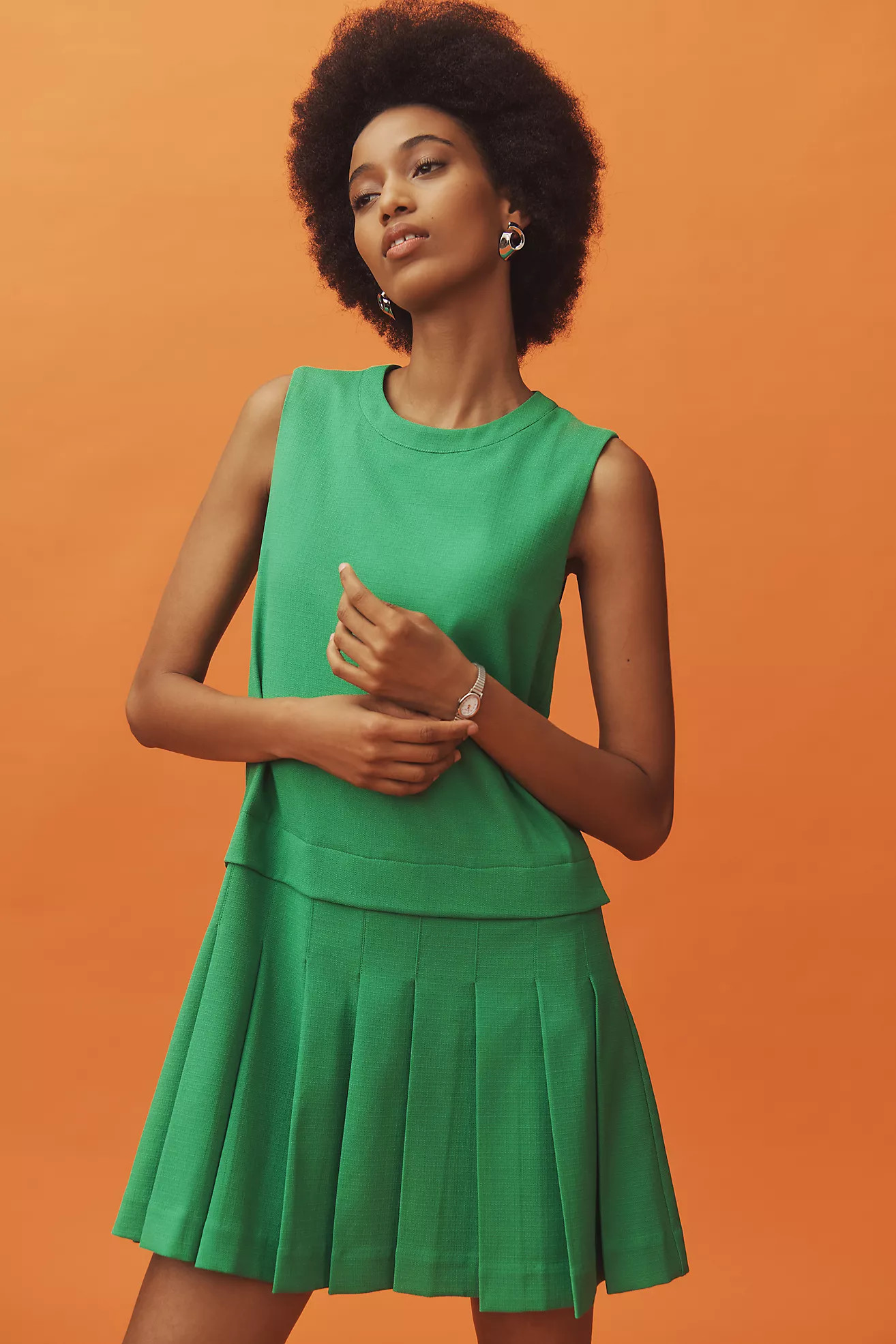 English Factory Sleeveless Pleated Mini Dress | Anthropologie (US)