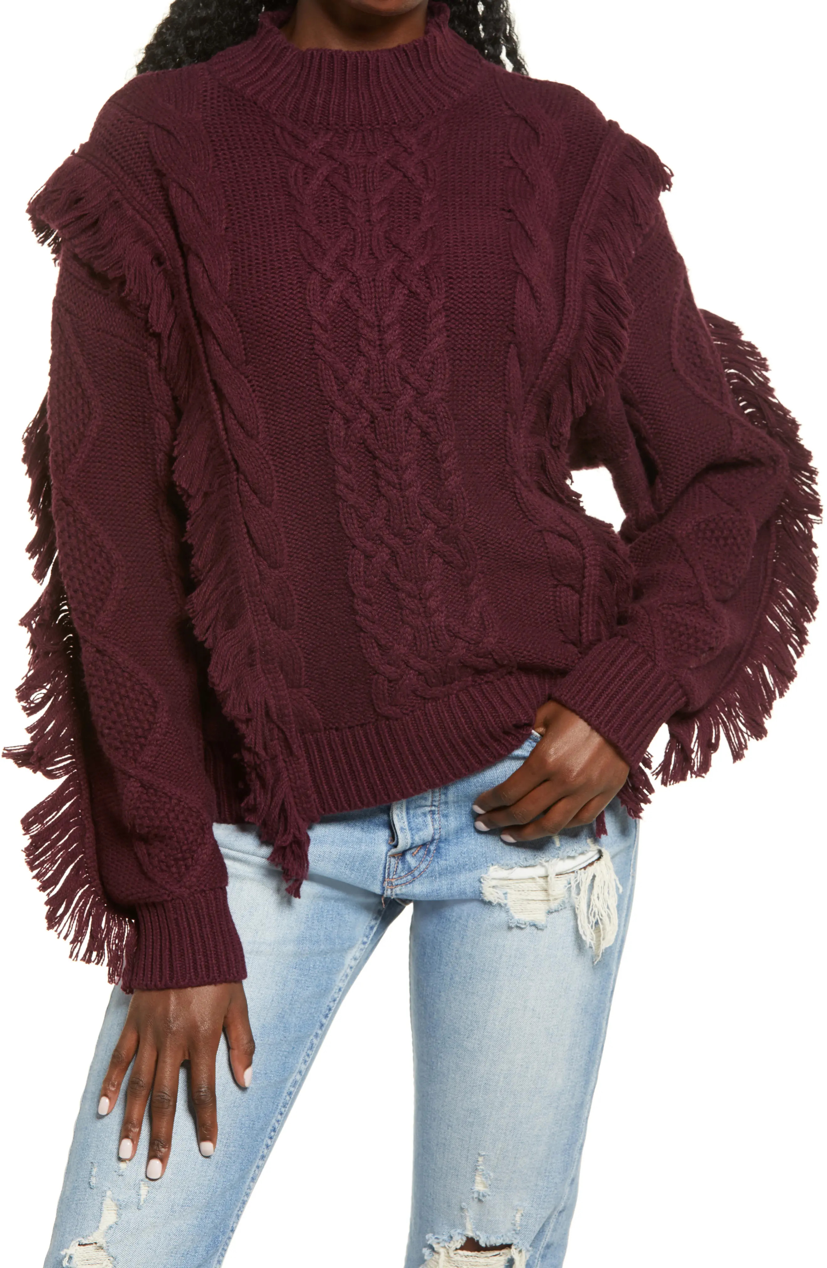 Leith | Cable Knit Fringe Sweater | Nordstrom Rack | Nordstrom Rack