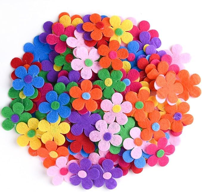 Coopay 120 Pieces Felt Flowers Fabric Flower Embellishments Assorted Colors for DIY Crafts | Amazon (US)