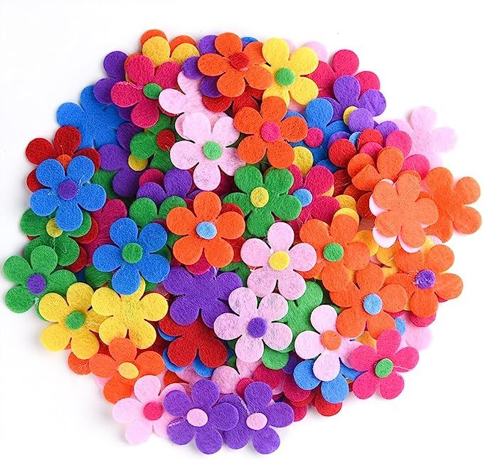 Coopay 120 Pieces Felt Flowers Fabric Flower Embellishments Assorted Colors for DIY Crafts | Amazon (US)