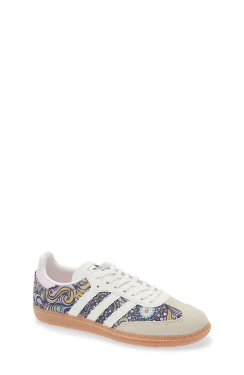 adidas Kids' Samba Sneaker in Core White/orchid Fusion/gum at Nordstrom, Size 10.5 | Nordstrom