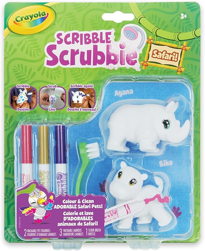 Crayola Scribble Scrubbie Safari Animals - Rhino and Hippo | Amazon (US)