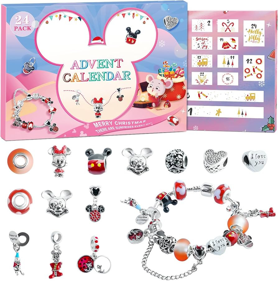 Advent Calendar 2026, Christmas DIY Cartoon Charms Bracelet Countdown to Christmas with 2 Bracele... | Amazon (US)