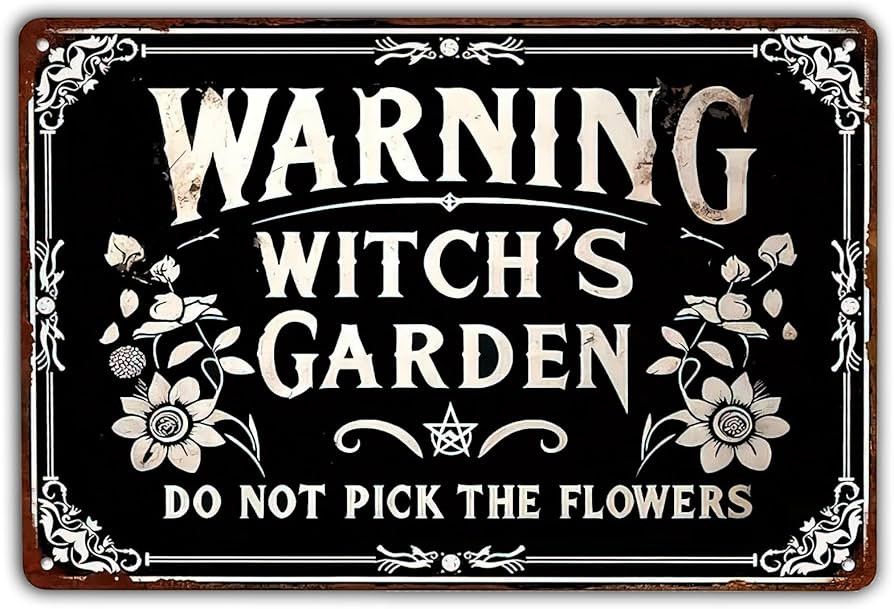 Warning Witch's Garden Do Not Pick The Flowers Retro Metal Tin Sign Witch Halloween Decor Art Pos... | Amazon (US)