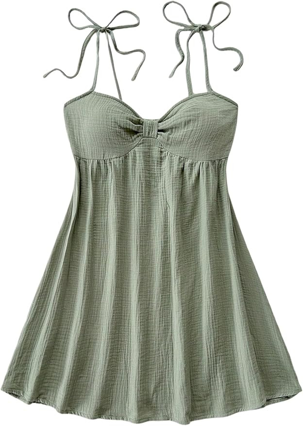 SOLY HUX Women's Tie Shoulder Cami Dress Spaghetti Strap Mini Summer Dresses | Amazon (US)