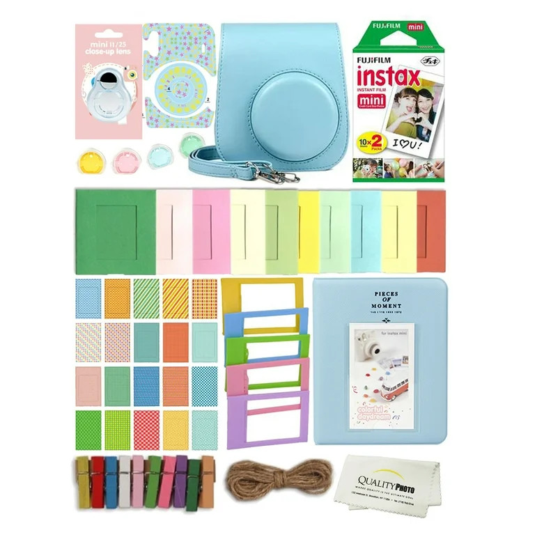Fuji Film Instax Mini 11 Deluxe 8 in 1 Accessory Bundle Kit. Sky Blue | Walmart (US)
