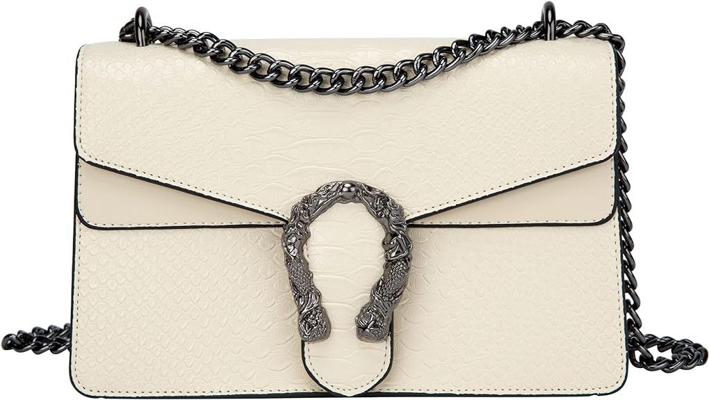 Trendy Chain Crossbody Bags For Women - Luxury Snakeskin Print Leather Shoulder Satchel Bag Eveni... | Amazon (US)