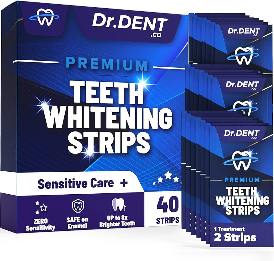 DrDent Premium Teeth Whitening Strips - 20 Whitening Sessions - Non-Sensitive Formula - 40 Peroxi... | Amazon (UK)
